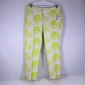 NWT Coldwater Creek White and Lime Floral Pants Size 16